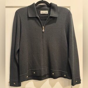 Vintage San Remo Black Zip-Up collared cardigan